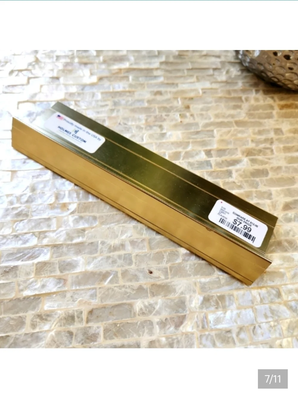 Desk Nameplate Sign - I NEED A NAP - Gold Frame, Dark Wood